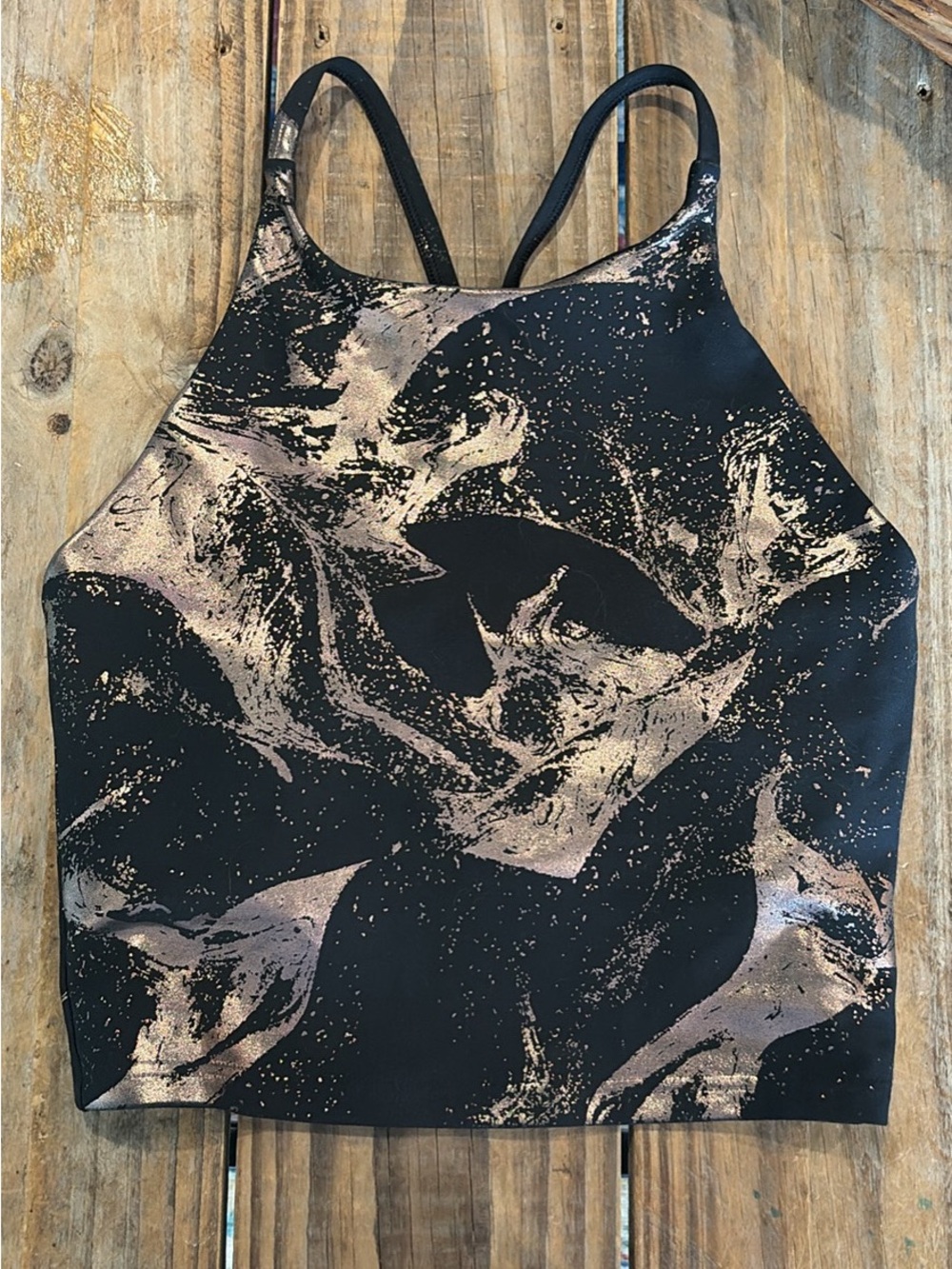 Old Navy Active Black Tank Top with Metallic Bronze Accent